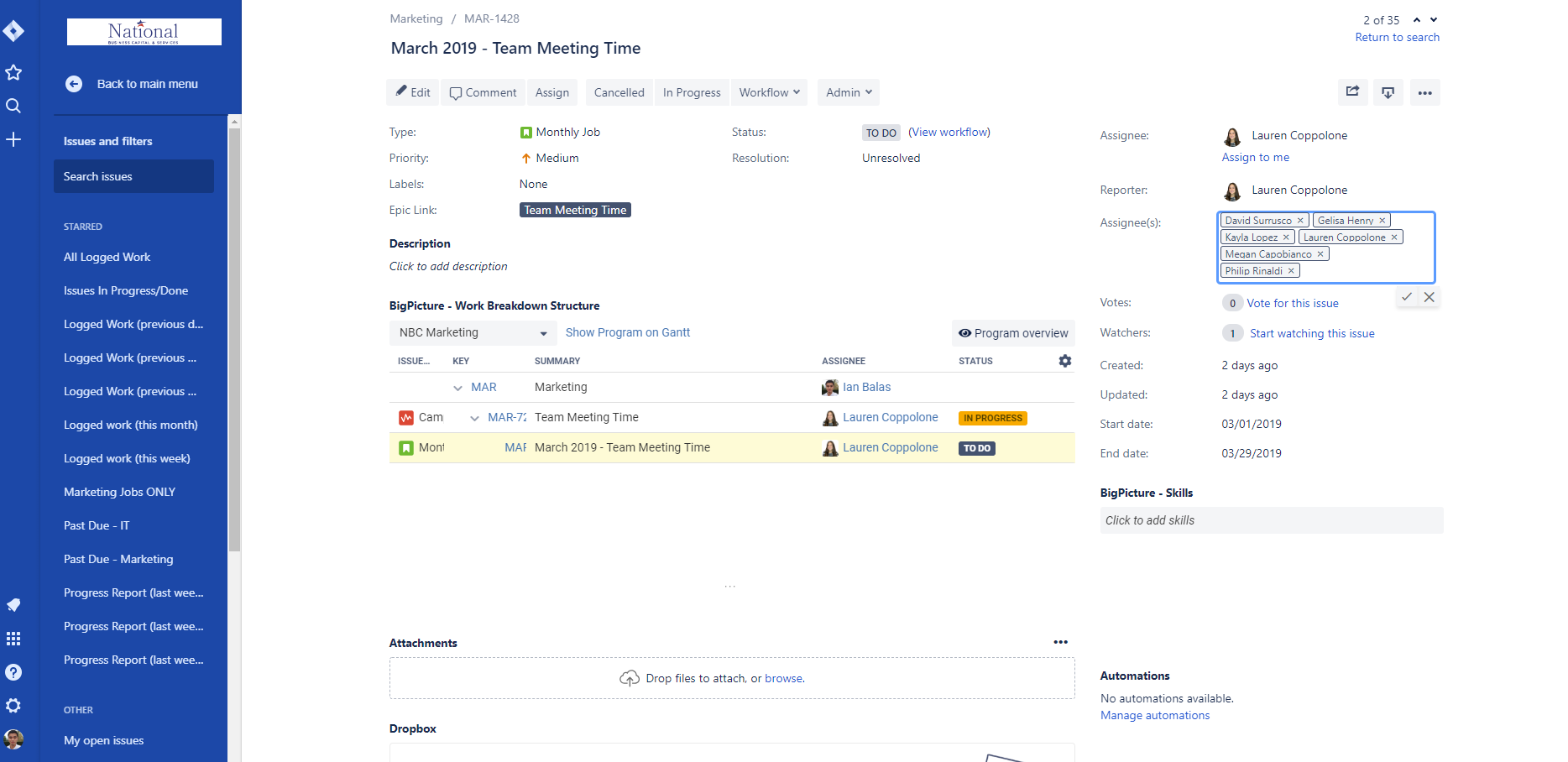 filter issues assigned to certain user, certain is...