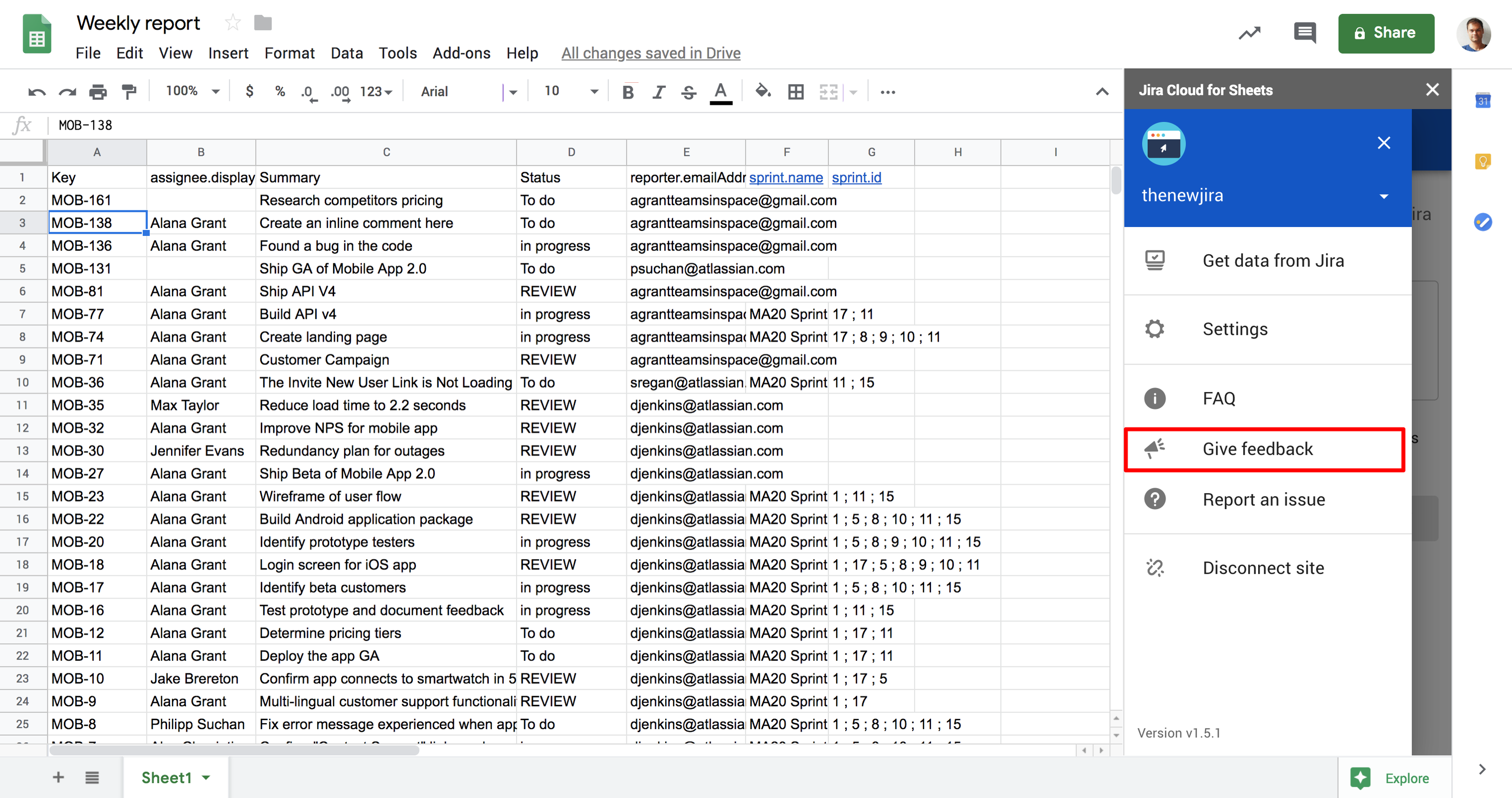 try the new jira cloud add on for google sheets atlassian community track spending spreadsheet