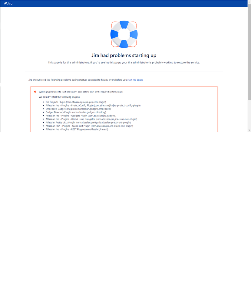 Solved: Jira doesn't start up