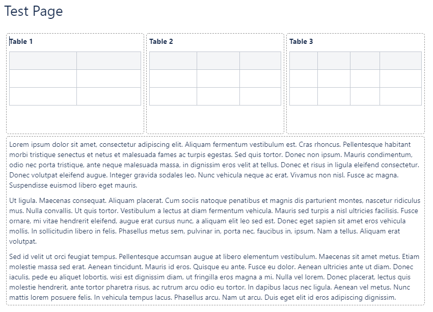 Can I place tables sidebyside in Confluence?
