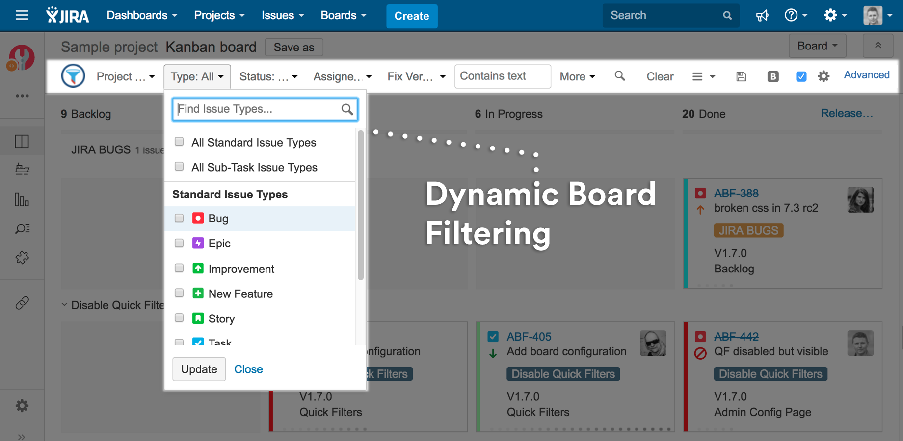 How to filter the Kanbanboard for different custo...