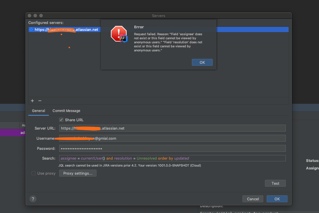 Unable to integrate JIRA server in IDE (IntelliJ I...