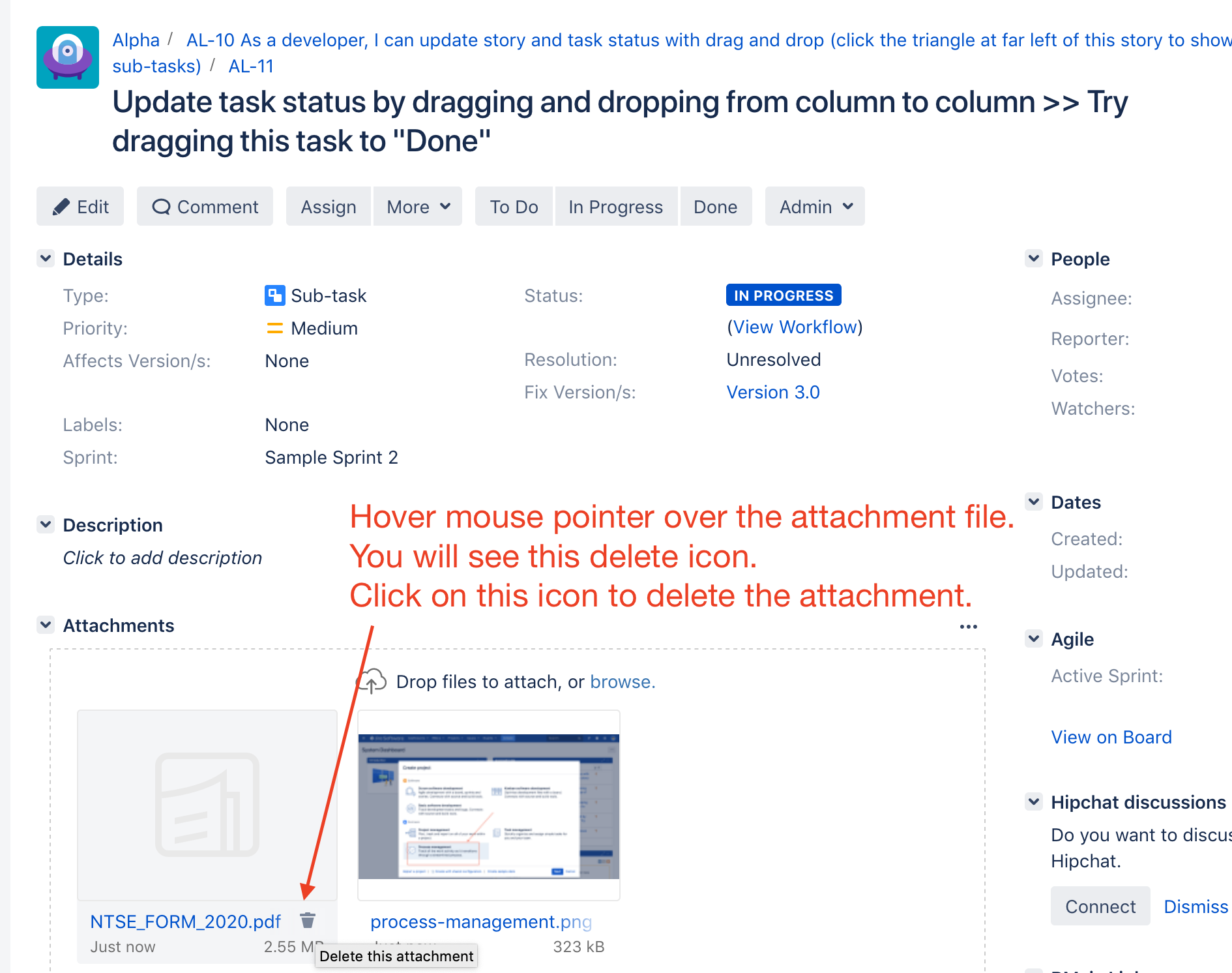 Solved How can I delete an attachment in a JIRA ticket I