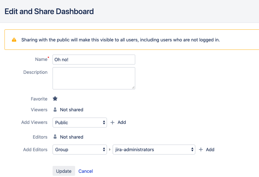 How do I grant public view of a private dashboard?