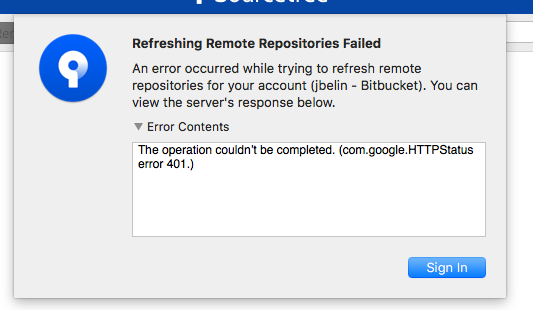 Refreshing Remote Repositories Failed Sourcetree