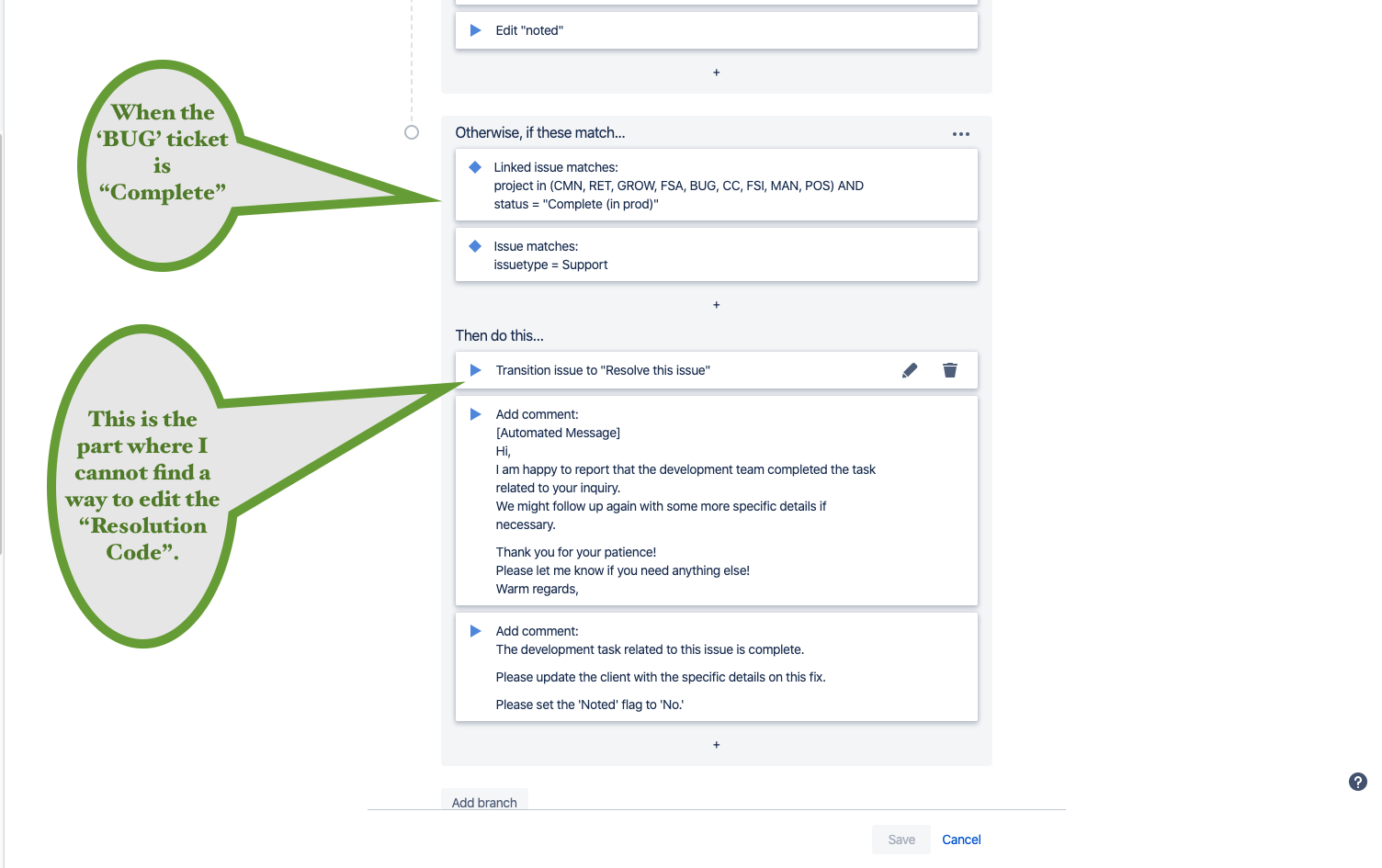 Solved How can I automate and set the 'Resolution' field