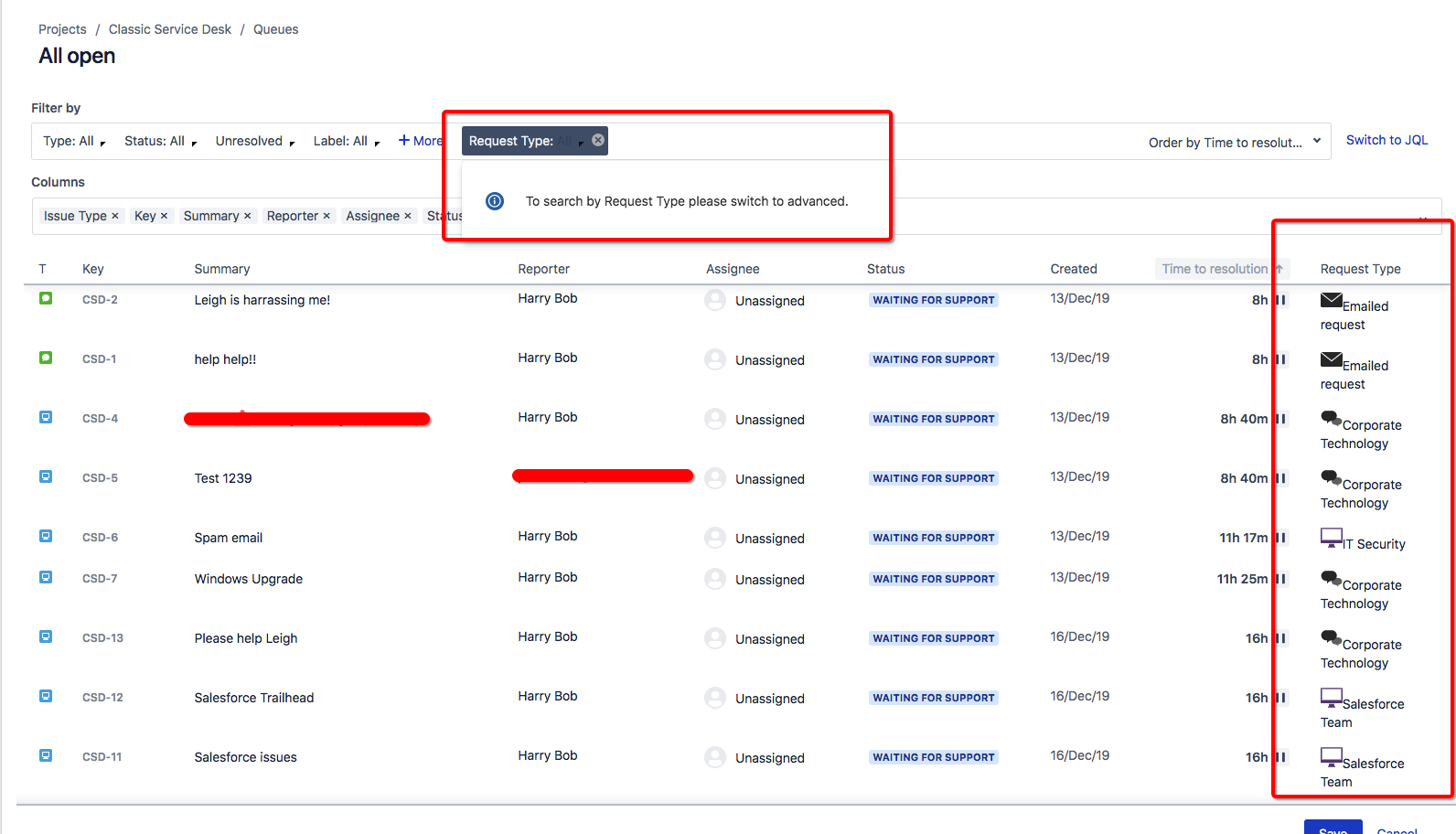 Solved How do you filter by Request Type?