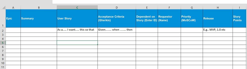 How do I export User Stories from an Excel workboo...