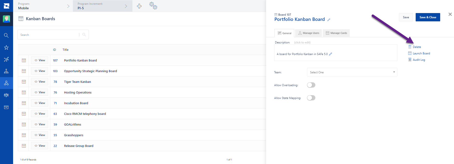 Solved how to remove Kanban board