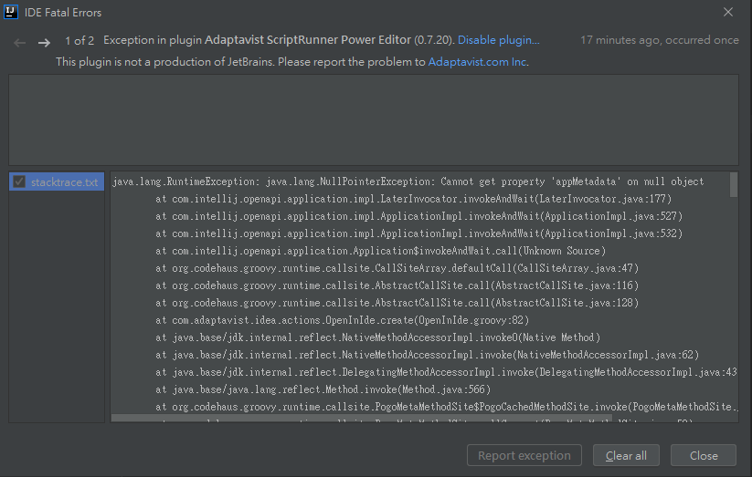 An exception occurred type. Ошибка java. INTELLIJ редактор. Ошибка джавы. Ошибки PYCHARM.