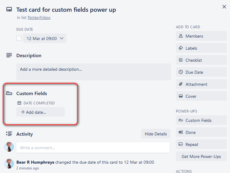 Test card for custom fields power up on Haven View Chalet Trello2.png