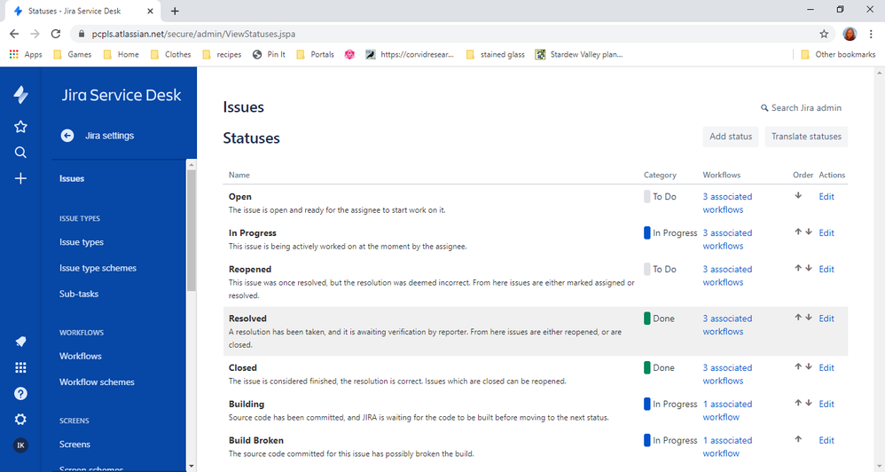 How to remove a status from a project entirely