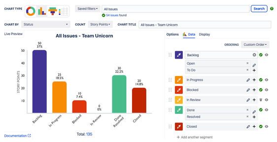 How do I create a customized bar graph in JIRA an...