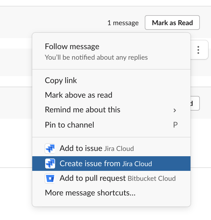 Create a Jira Card from a automatic message in a S