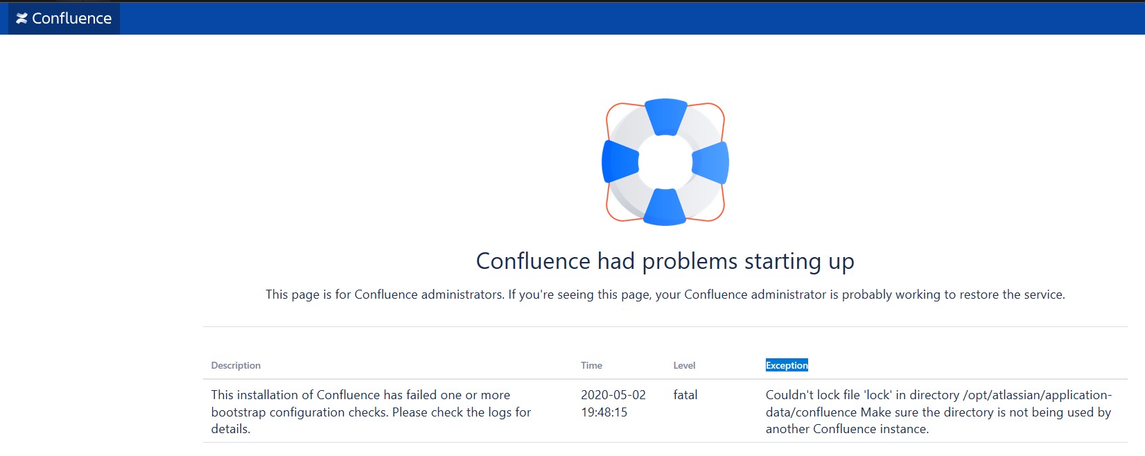 Solved: confluence does not start, have to kill applicatio...