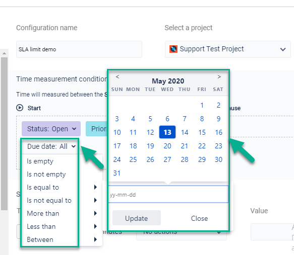 SLA based on Due Date field