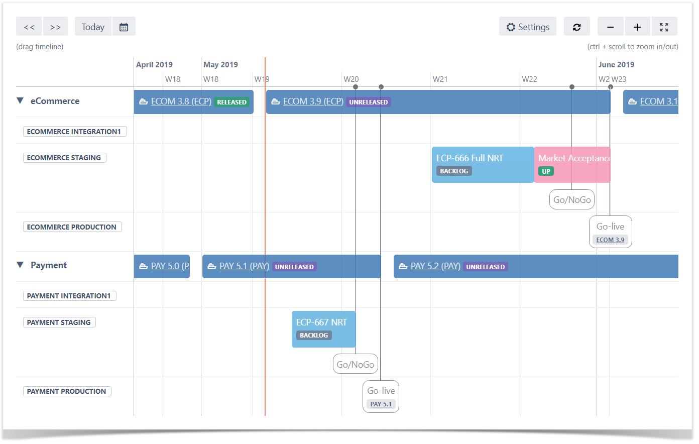Show releases in a calendar view