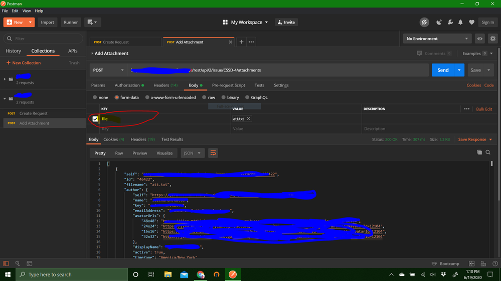 Solved Postman API Attachment