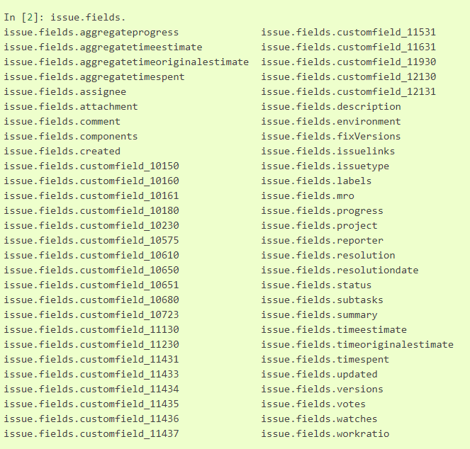 How Do I Display All Issue Fields In The Python Ji 